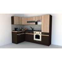 Bucatarie de Colt GENA NEW 1 ST. 140-250, Cu Corp de Cuptor, Wenge / Stejar Sonoma